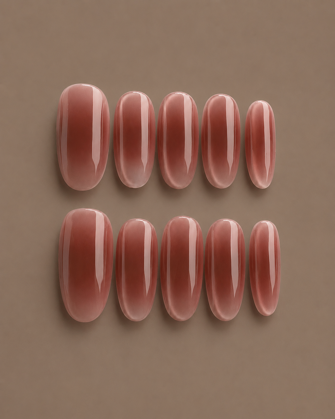 Rose nude jelly press-on nail set